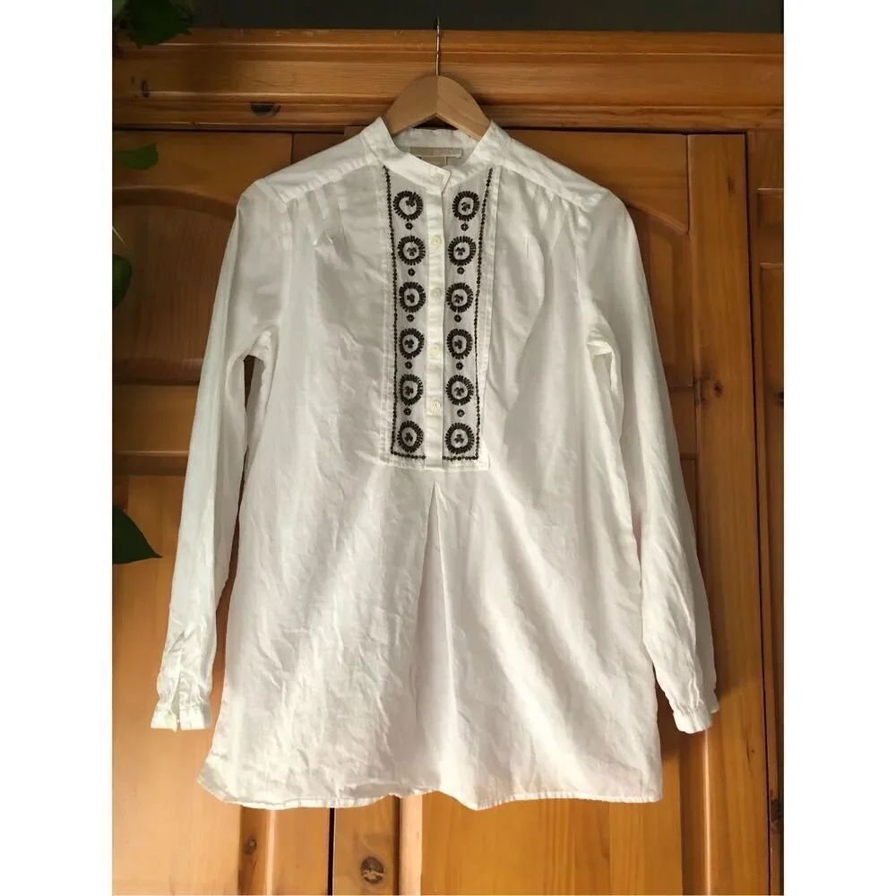 Michael Kors Beaded White Tunic Top Size M